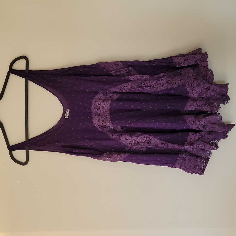 ***SOLD  Free People - Deep Purple Voile Trapeze Slip Sz. M